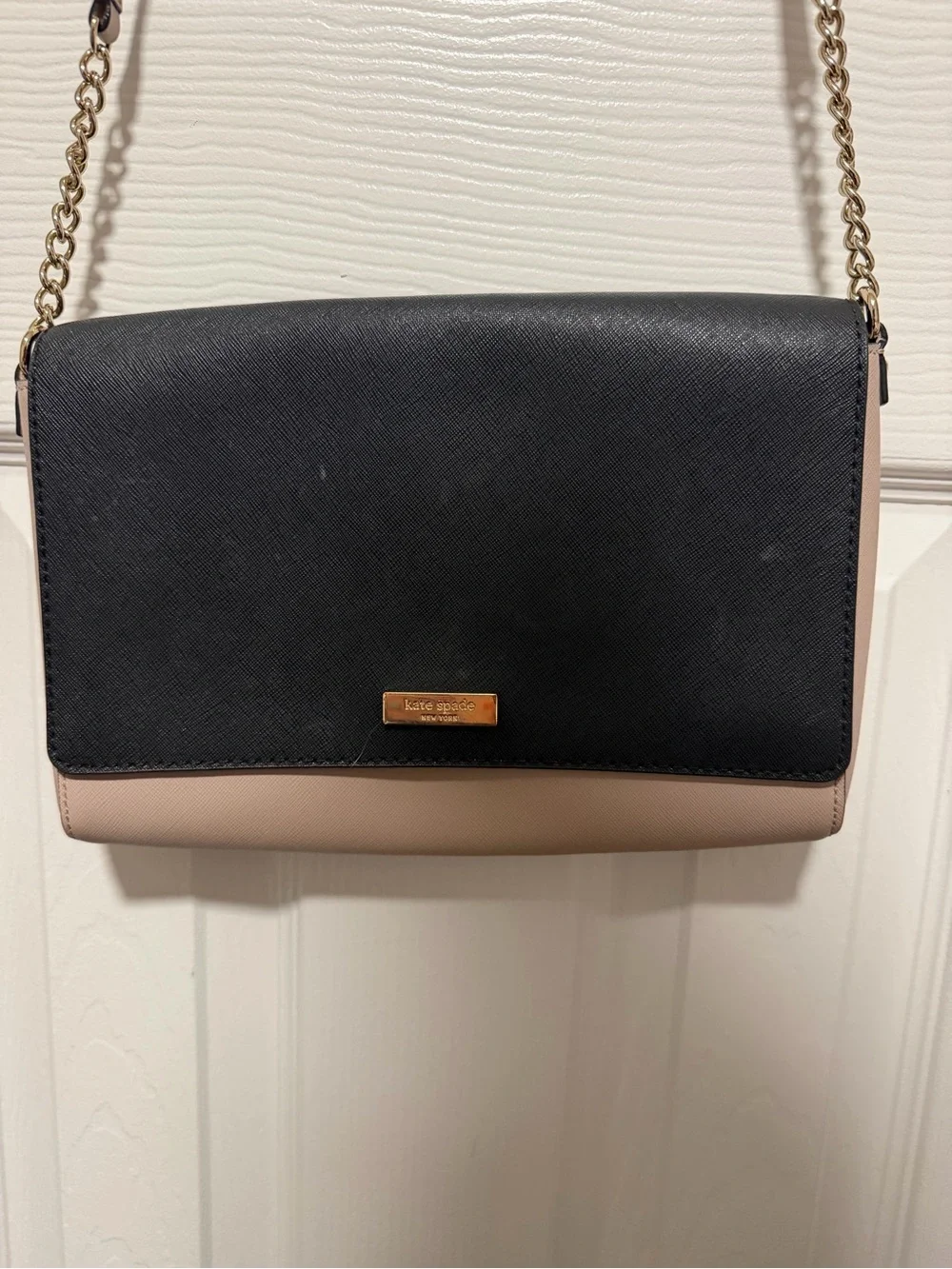 kate spade Black and Beige Colorblock Chain Crossbody